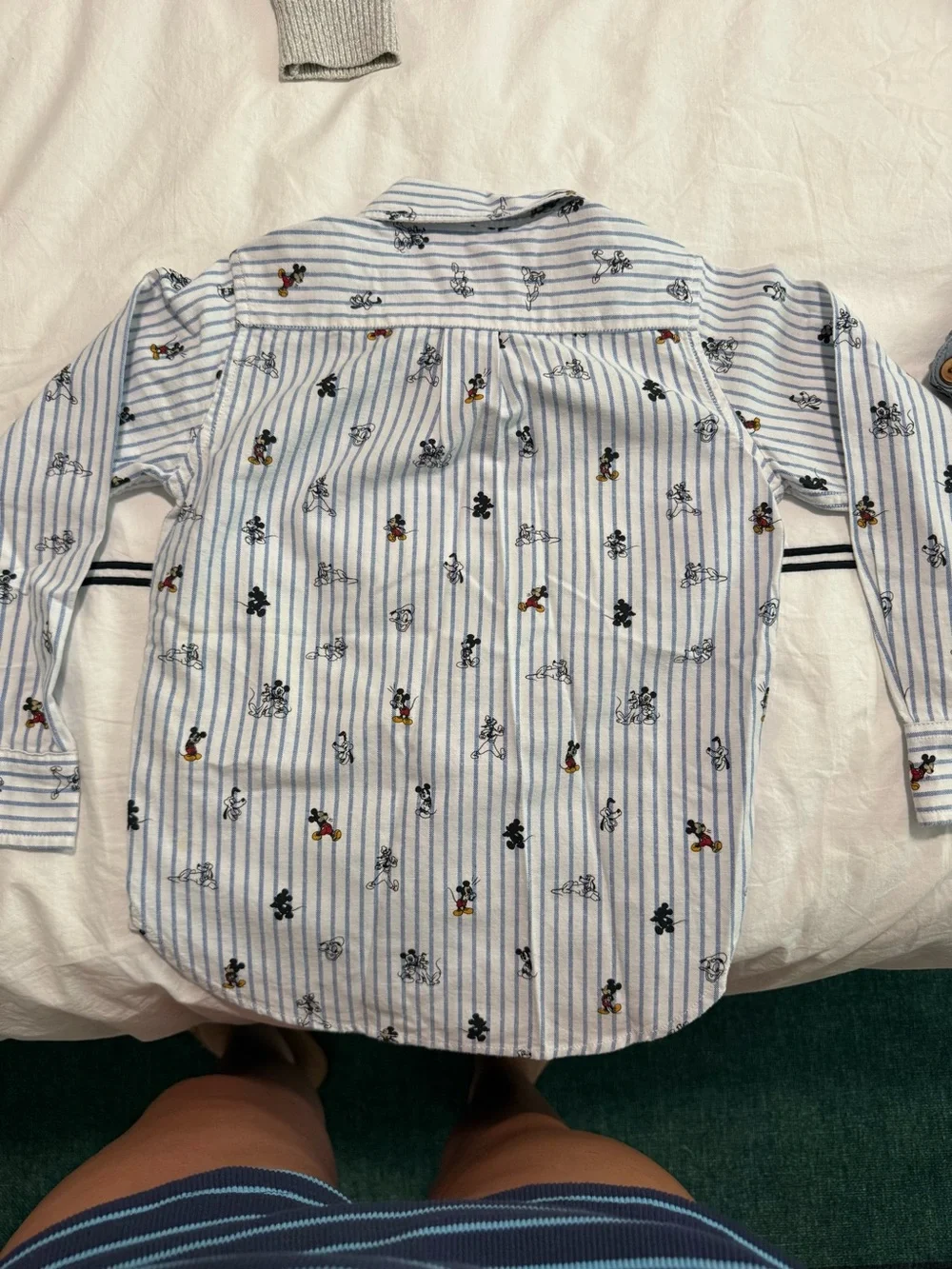 GAP White & Blue Striped Button-Down Shirt with Character Motifs